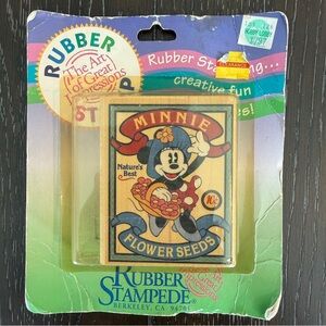 Vintage NOS Rubber Stampede Minnie Mouse Flower Seeds Rubber Stamp
